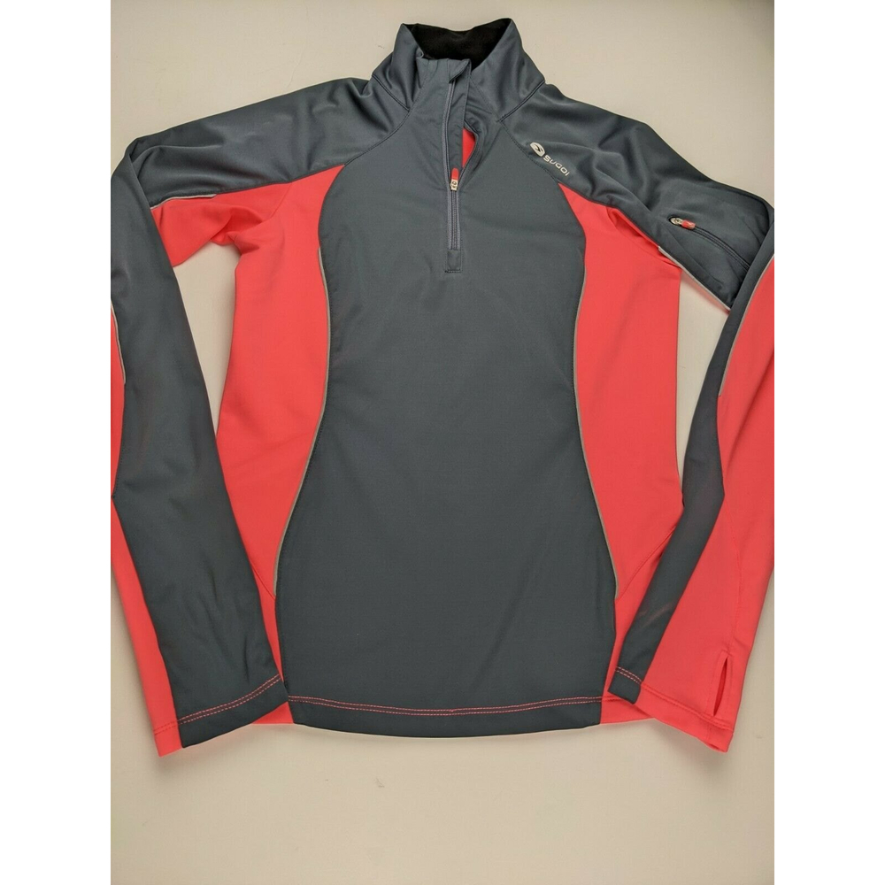 Sugoi Pullover Womens S Flamingo Pink Gray Quarter Zip Triathlon Finisher Sport